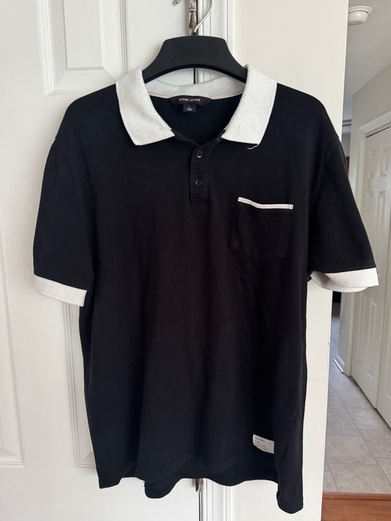 Adam Levine Collection Other - Adam Levine Collection Black Polo Shirt White Trim Chest Pocket Mens Large